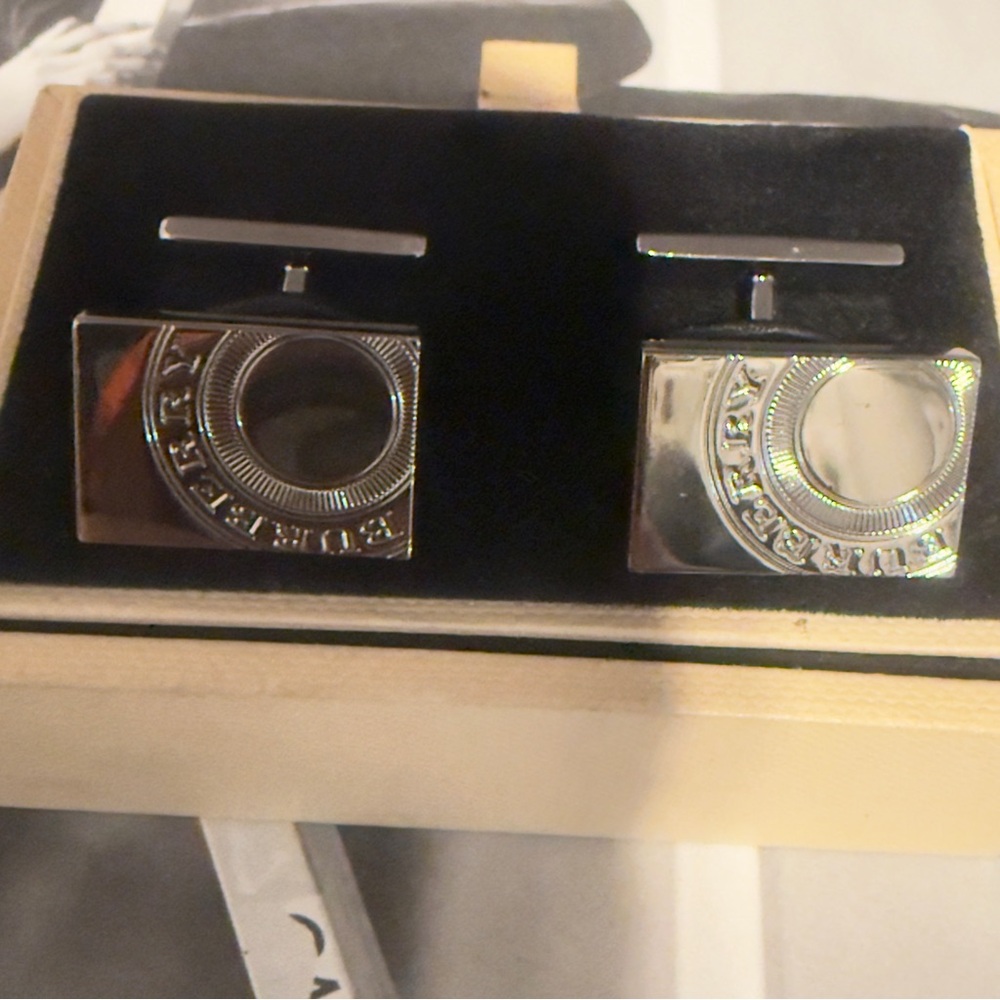 Burberry Engraved Gunmetal Cufflinks